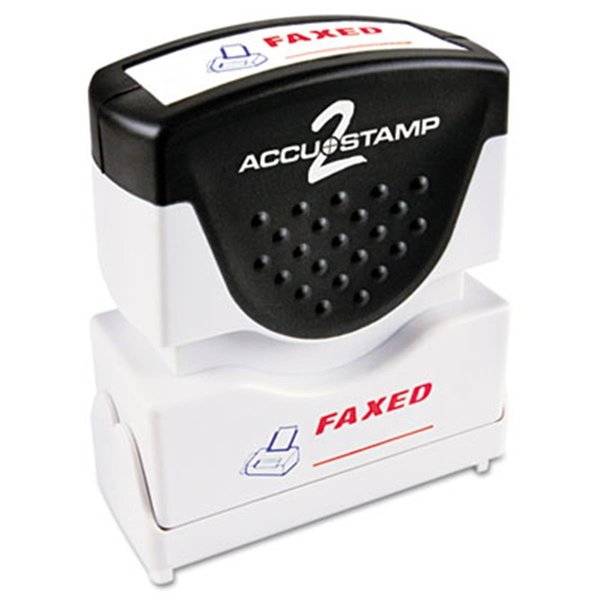 Consolidated Stamp Mfg Consolidated Stamp 035533 Accustamp2 Shutter Stamp with Anti Bacteria; Red-Blue; FAXED; 1.63 x .5 35533